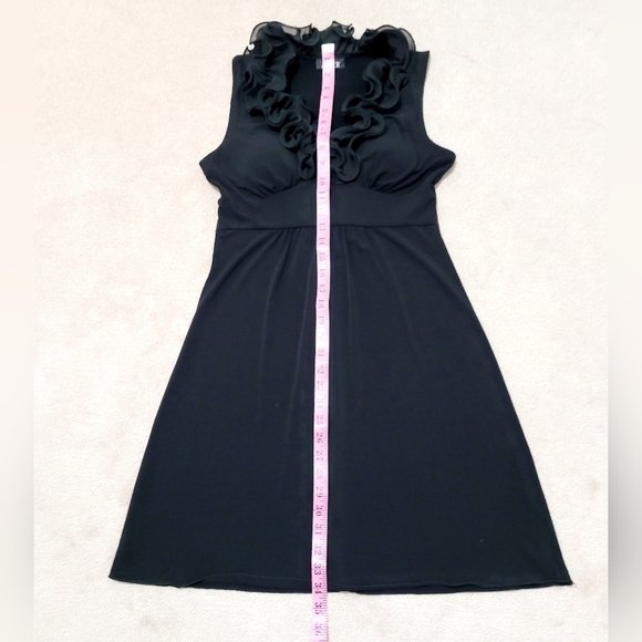 Y2K A. Byer Dress Womans Size Medium ruffle Neck Sleeveless Made In USA Black - Picture 11 of 11